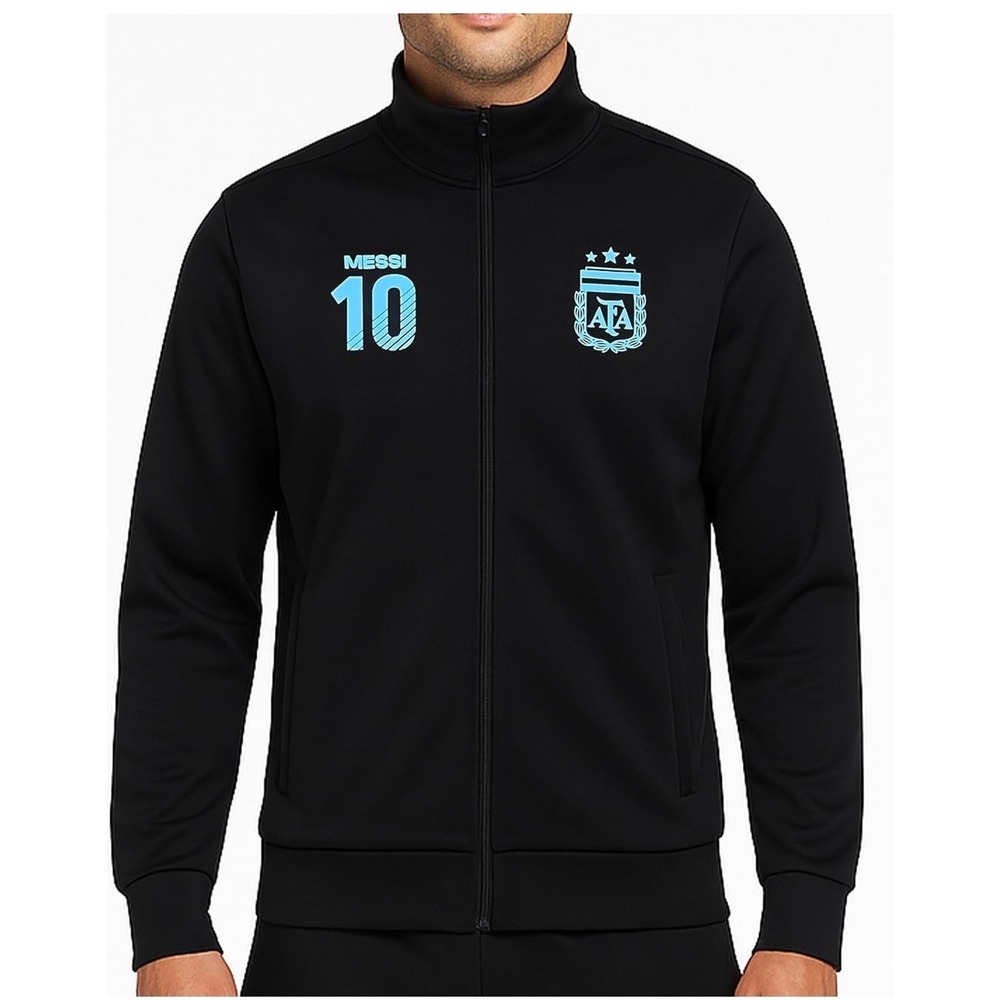 Icon Sports Argentina Messi 10 Track Jacket Black Soccer AFA Full Zip Mens